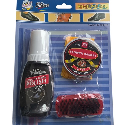 3pc black liquid shoe polish - shoe,